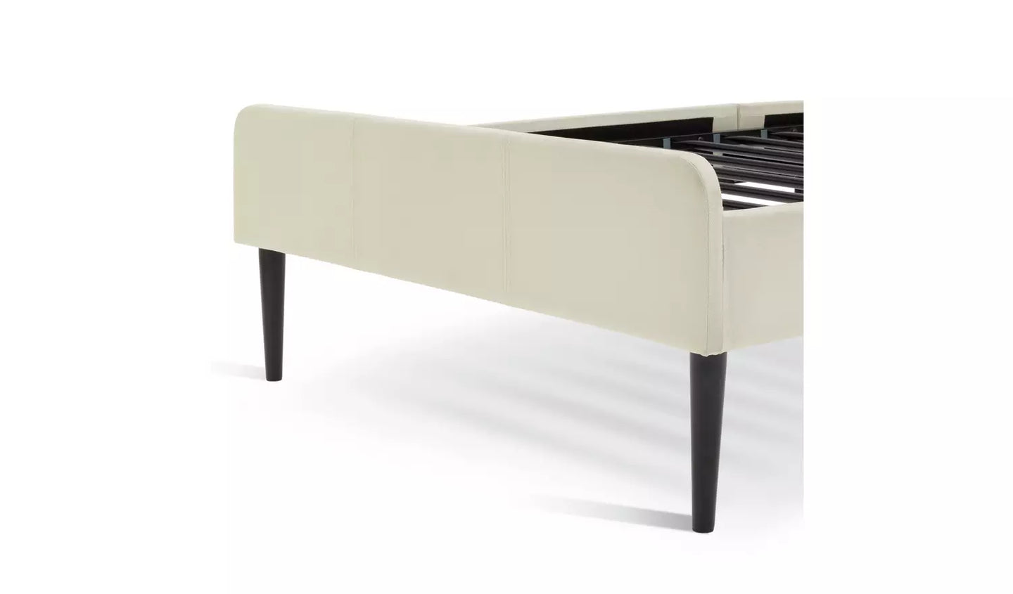 Kristopher Single Fabric Bed Frame - Cream